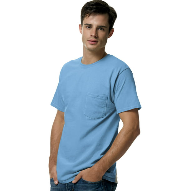 Hanes - Hanes TAGLESS Men`s Pocket T-Shirt, 5590, 3X, Carolina Blue ...