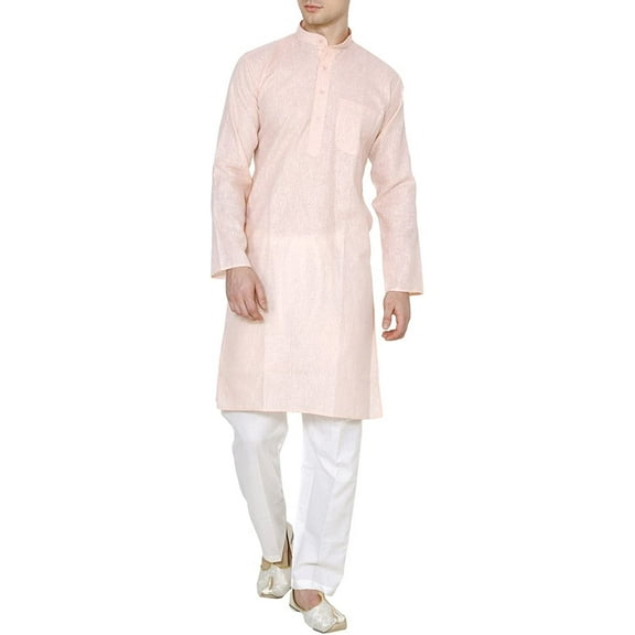 Royal Men's Peach Linen Cotton Kurta Pyjama