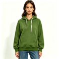 thumbnail image 2 of Women's Solid Oversized Drawstring Pullover Hoodie, Fleece Loose Fit Kangaroo Pocket Hooded Sweatshirt, Size S-2XL, 2 of 4