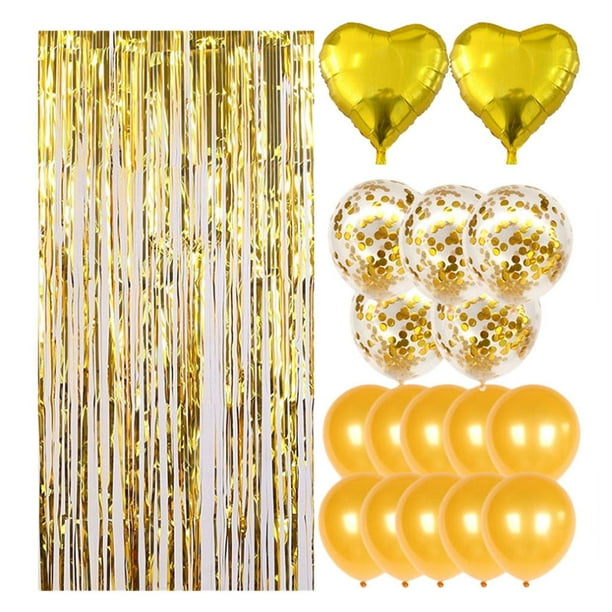 Cortinas metálicas con flecos de papel de oropel Colcomx globo de confeti 1x2m dorado