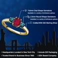 thumbnail image 2 of Gem Stone King 18K Yellow Gold Plated Silver Ruby Red Mystic Topaz and Blue Diamond Engagement Ring for Women | 1.10 Cttw | Oval 7X5MM | Gemstone November Birthstone | Size 6, 2 of 6