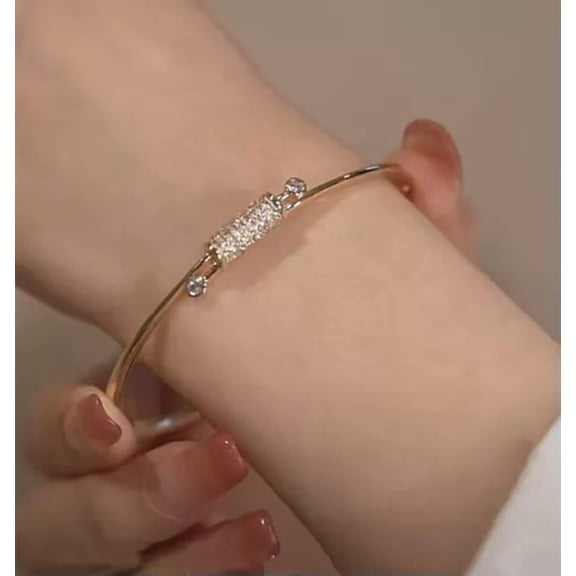 QQTDFG Luxury 925 Silver Gold Zircon knot Bangle Cuff Bracelet Women Wedding Jewelry-Gold