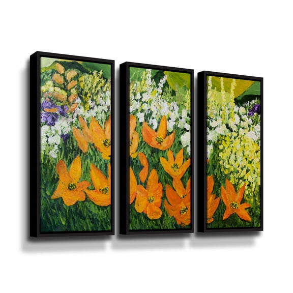 Artwall Field of Poppies 2, 3 Piece Floater Framed Canvas Set by Allan Friedlander