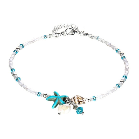AYYUFE Lady Barefoot Ankle Bracelet Blue Starfish Adjustable Beach Wedding Sandals Ankle Jewelry for Women