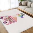 thumbnail image 4 of 5x7 Area Rugs, Hello Summer Non-Skid Rubber Backing Large Rectangle Rugs - Living Room Bedroom Home Office, Pink Ice Cream Truck Watercolor Indoor Floor Mat Carpets Washable Rug, 4 of 9