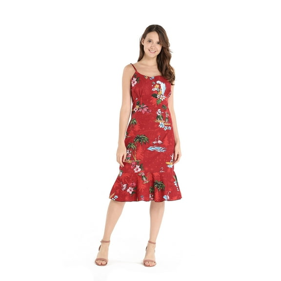 Hawaii Hangover Women's Hawaiian Mermaid Ruffle Dress in Christmas Santa in Hawaii