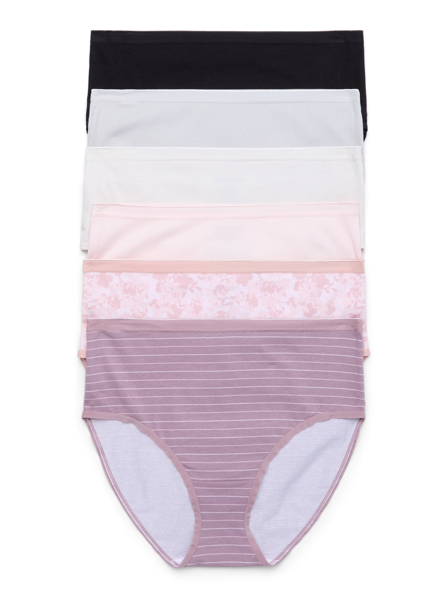 Joyspun Women's Cotton-Blend Brief Panties, 6-Pack, Sizes S-XXXL