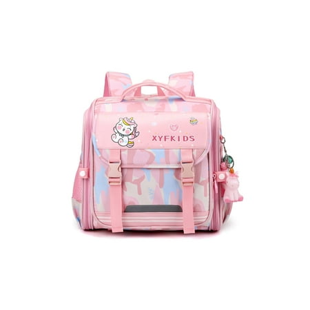 

Voguele Boys Backpack Multi Pockets Daypack Multipurpose Oxford Bookbag Anti-Theft Unisex Waterproof Shoulder Bags Large Capacity Blanket Roll Kids Light Pink with Pendant