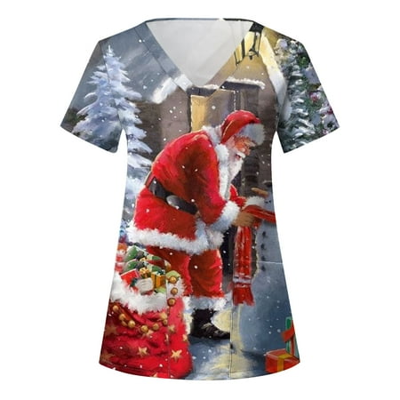 

TAIAOJING Women s Christmas Nurses Scrub Top Autumn And Winter Crewneck Zipper Twist Color Splicing Sweater Sweater Jacket Graphic Tees