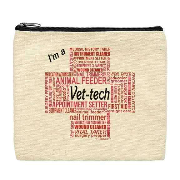ThisWear Vet-Tech Gifts for Women I'm a Vet-Tech Essential Attributes Makeup Bag