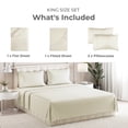 thumbnail image 2 of Sleepy Town Sheets Set, Soft & Wrinkle Free Microfiber 4 Piece King Sheet Set Deep Pocket, Off White, 2 of 5