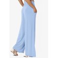 thumbnail image 4 of TheMogan Women's S~3X High Rise Smocked Elastic Waist Pull On Wide Leg Lounge Pants, 4 of 7
