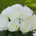 thumbnail image 3 of Enova Home 18 Heads Artificial Silk Roses Faux Flowers Arrangement in Round Tapered Ceramic Pot for Home Office Wedding Decor (Cream), 3 of 4