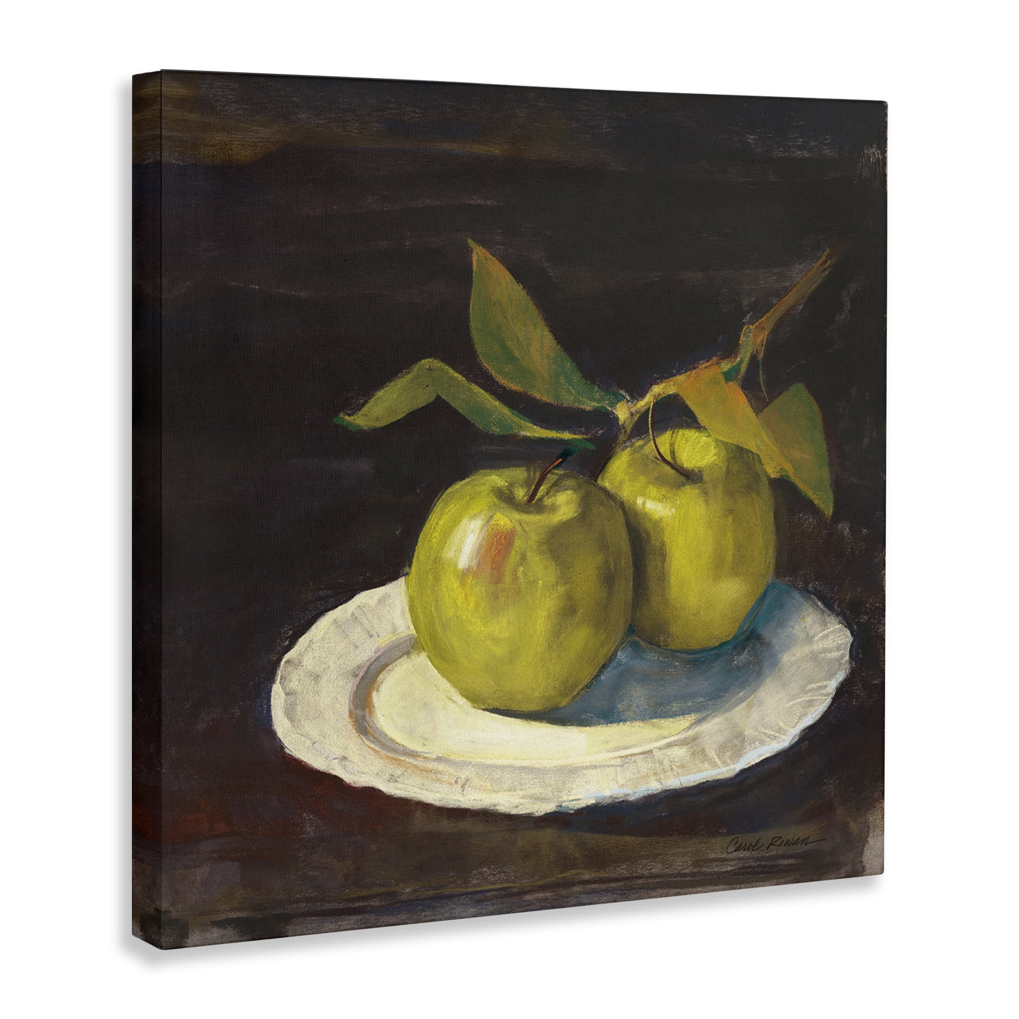Stupell Industries Green Apple Still Life Food & Beverage Painting Wrapped Canvas Art Print Wall Art, 17 x 17