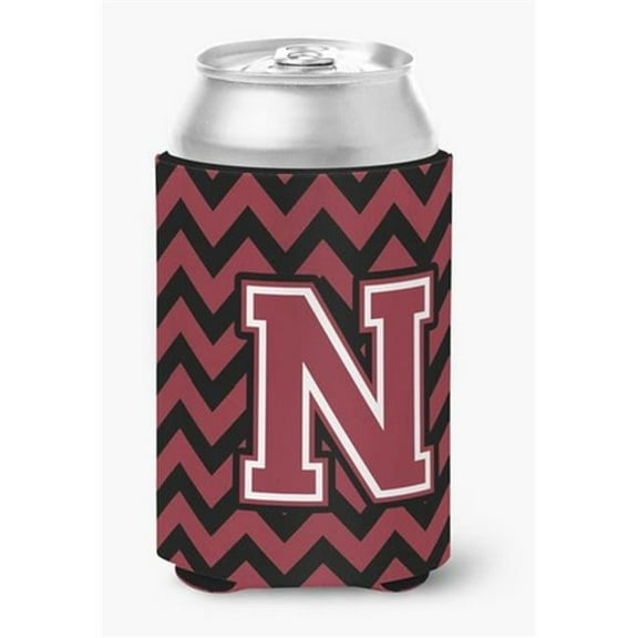 Letter N Chevron Garnet & Black Can or Bottle Hugger