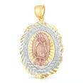 thumbnail image 2 of 14K Tri Color Gold Our Lady of Guadalupe Charm Pendant with 4.3mm Hollow Cuban Chain Necklace - 24", 2 of 6
