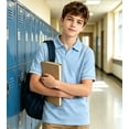 thumbnail image 2 of Aideaone Boys Polo Shirt Solid Color V-Neck Casual Short Sleeve Shirts for Boys Size 7-14T, 2 of 6