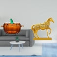 thumbnail image 2 of Plato De Dulces De Cristal Con Forma De Calabaza Con Tapa Y Figura De Caballo, Escultura De Resina, Tarro De Galletas, Estatua De Animal Naranja Para Decoración Del Hogar Y La Oficina., 2 of 8