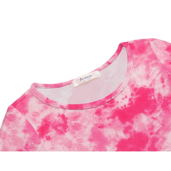 Arshiner Girls Summer Outfits Short Sleeve Ruffle Hem Top and Biker Shorts Set Girl Clothes