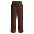 thumbnail image 4 of Cagogo Womens Wide Leg Capri Pants Summer Casual Elastic Waist High Waisted Flowy Cotton Linen Trousers for Beach Vacation Work Plus Size Pockets Boho Clothes, Brown M, 4 of 7