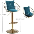 thumbnail image 5 of Velvet Bar Stools Set of 2, Pure Gold Plated Swivel Counter Height Bar Stools with Height Adjustable, 360 Degree Rotation Upholstered Bar Chair with 1 Thick Pillow for Dinning Room and Bar, Blue, 5 of 8