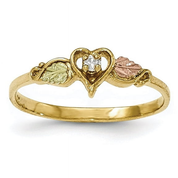 Primal Gold 10 Karat Yellow Gold with 12 Karat Rose and Green Accent Black Hills Diamond Heart Ring