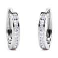 thumbnail image 1 of Aros Grandes de Estilo Semieternidad JeenMata con Diamantes de Talla Redonda de 0,5 Quilates en Baño de Oro Blanco de 18 K sobre Plata, 1 of 4