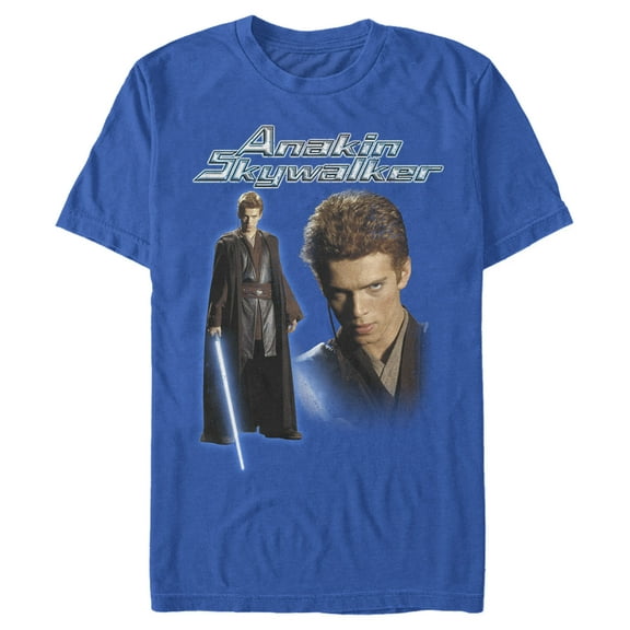 Men's Star Wars Anakin Skywalker Lightsaber  Graphic Tee Royal Blue 2X Large