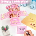 thumbnail image 3 of SwiftPulse Surprise Pop Up Happy Birthday Cards, Lovely 3D Birthday Card for Adults and Kids with Envelopes, Unique Design Handmade Foldable Greeting Cards for Daughter, Son, Mom, Dad, Friend（Pink）, 3 of 8