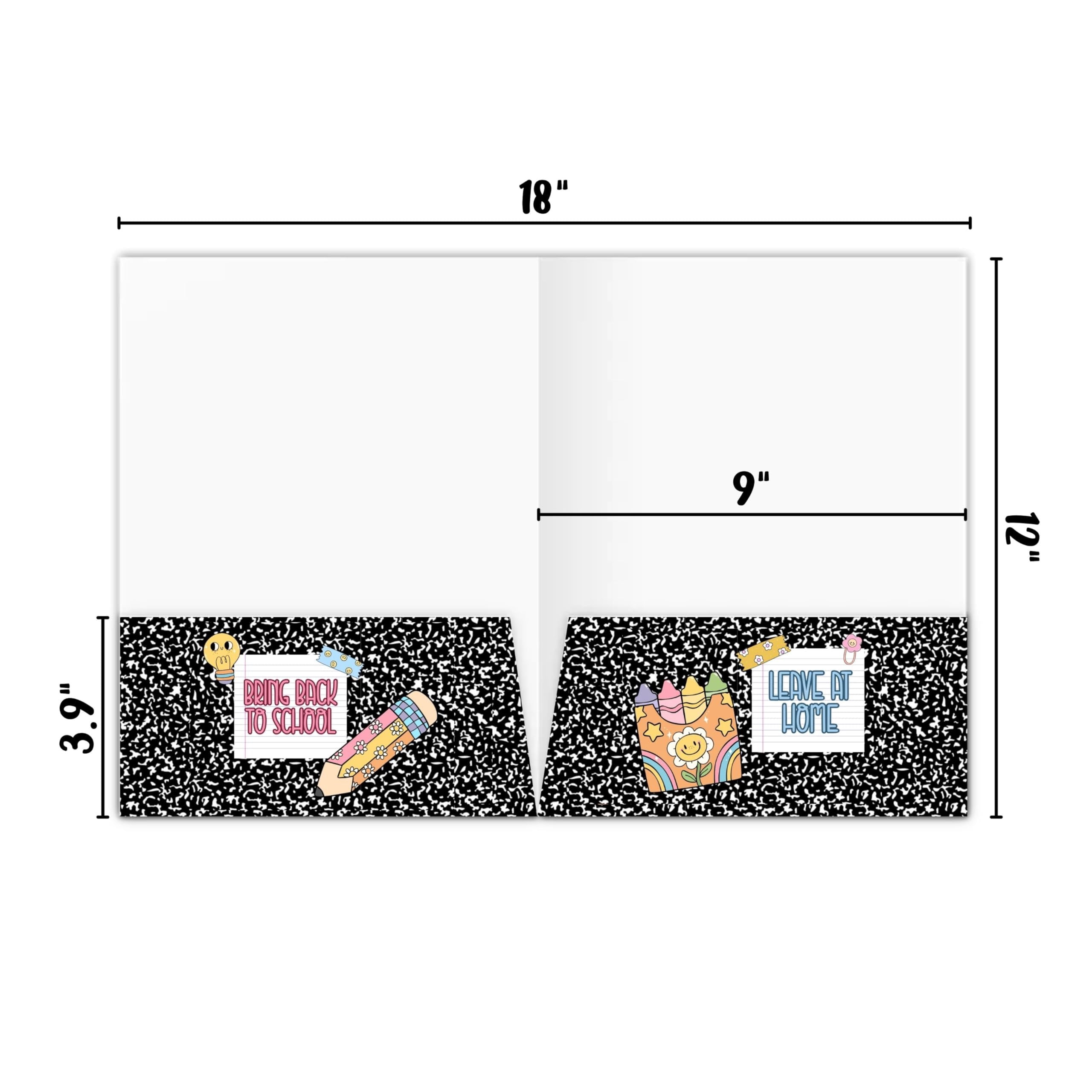 Daily School Take Home Folder with Pockets Leave at Home Bring it Back Labels to Class 25pk 12x9 Classroom Teacher Bulk Supply Elementary School