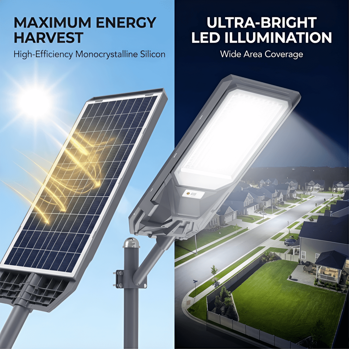 Gefolly 9000W Solar Street Light Outdoor, Commercial Parking Lot Light Flood Security IP67 with Motion Sensor Lamp