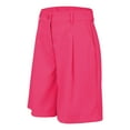thumbnail image 4 of Clearance Sale! Women's High Waist Wide Leg Bermuda Shorts Casual Knee Length Shorts With Pockets Elastic Waist Summer Wear Stretchy Fit Hot Pink M Size, 4 of 5