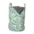 thumbnail image 1 of Bird Laundry Bag, Pelican Creature Exotic Nature Flowers Illustration Print in Pastel Tones, Basket with Handles Drawstring Closure for Laundromats, 13" x 19", Almond Green Multicolor, by Ambesonne, 1 of 4