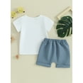 thumbnail image 4 of Suealasg 2Pcs Toddler Girls Summer Clothes 6M 1T 2T 3T Kids Baby Girls Casual Beach Outfits Short Sleeve Letter Print Tops Shorts Sets, 4 of 9