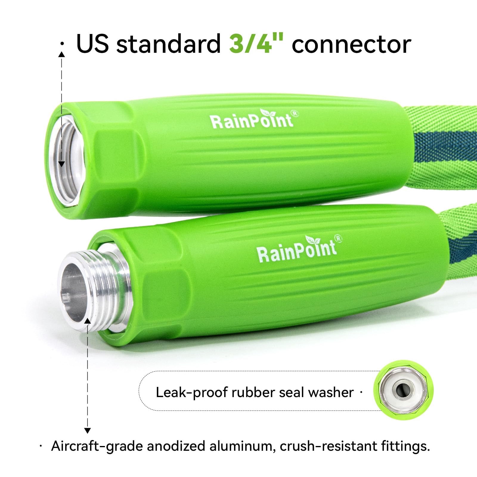 RainPoint 25FT Garden Hose with Hose Nozzle, 60% Lighter TPE Anti-Kink Water Hose Anti-Kink Flexible Hose,3/4" Fittings