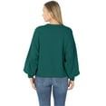 thumbnail image 4 of Womens Balloon Sleeve Crew Neck Pullover Short Sweatshirt, 4 of 4