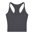 thumbnail image 6 of Miluxas Women's Spaghetti Strap Ribbed Tank Top Slim Workout Racerback Vest Scoop Neck Basic Cami Shirts Dark Gray, 6 of 6