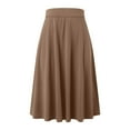 thumbnail image 4 of vigerkar Womens Basic Solid Midi Skirts Casual Knee Length A-Line Skirt Lightweight Flare Pull On Closure Skirt Plus Size Coffee, M, 4 of 6