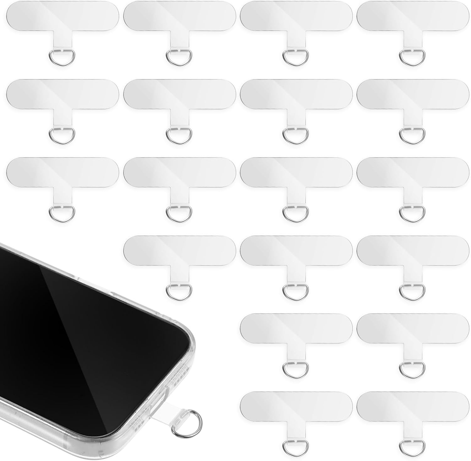 4 Patches Lanyard Pour Smartphone | Anneau Métal + TPU Transparent | Support 5KG Anti-Chute - 11