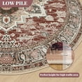 thumbnail image 4 of 6'x6' Round Area Rugs, Machine Washable Non Slip Area Rug for Living Room, Soft Low Pile Vintage Print Pattern Indoor Bedroom Thin Carpet, Burgundy, 4 of 6