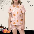 thumbnail image 2 of CONFREE Toddler Boy Halloween Clothes Pajamas Short Sleeve Cartoon Pumpkin Ghost Sleepwear Tops Pant Hallowmas Loungewear Set Cozy Jammies, 2 of 5