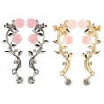 thumbnail image 1 of 2 pares elegantes mujeres en forma de rosa clip de hueso lujoso oreja de la oreja de la oreja, 1 of 4