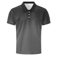 thumbnail image 4 of Mens Gradient Polo Shirts Casual Short Sleeve Athletic T-Shirts Classic Contrast Collar Shirt with Pocket Dark Gray XXL, 4 of 5