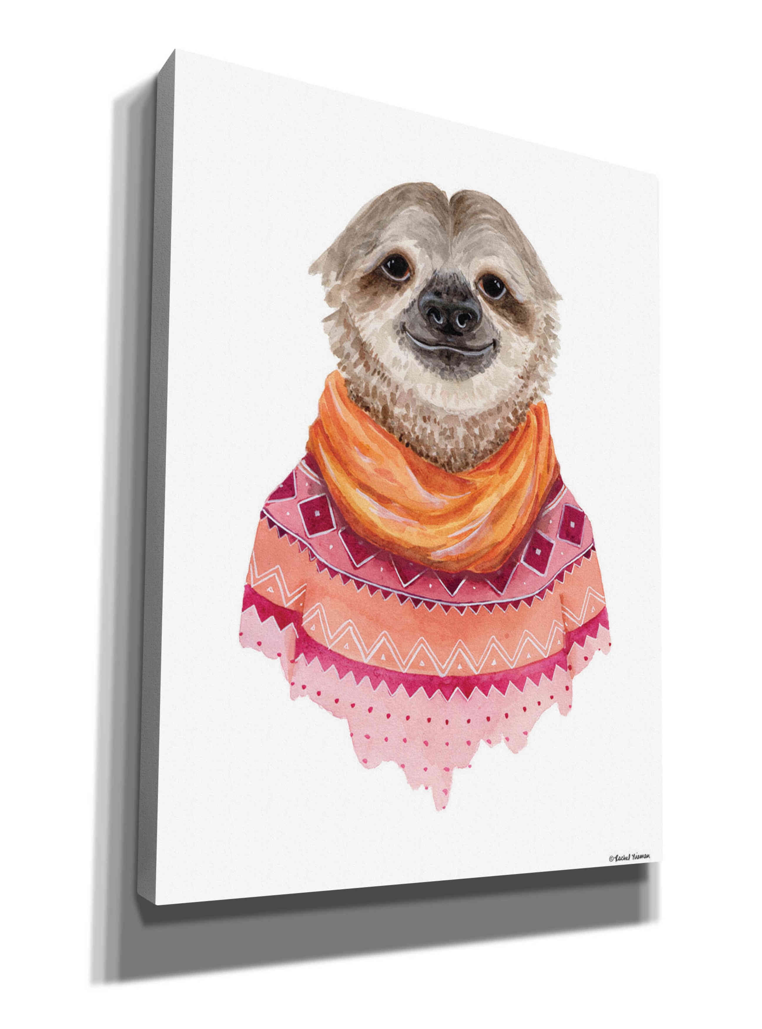 Epic Graffiti 'Sloth in a Sweater' by Rachel Nieman, Canvas Wall Art, 40"x54"
