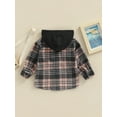 thumbnail image 4 of Seyurigaoka Kids Boys Hooded Coats Autumn Casual Plaids Long Sleeve Button Down Jacket with Front Pockets Children Boys Outerwear 1-6 Years, 4 of 7
