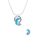 thumbnail image 2 of Delight Jewelry Silvertone Large Blue Owl on Hot Blue Moon Gymnastics Ring Charm Necklace, 18", 2 of 4