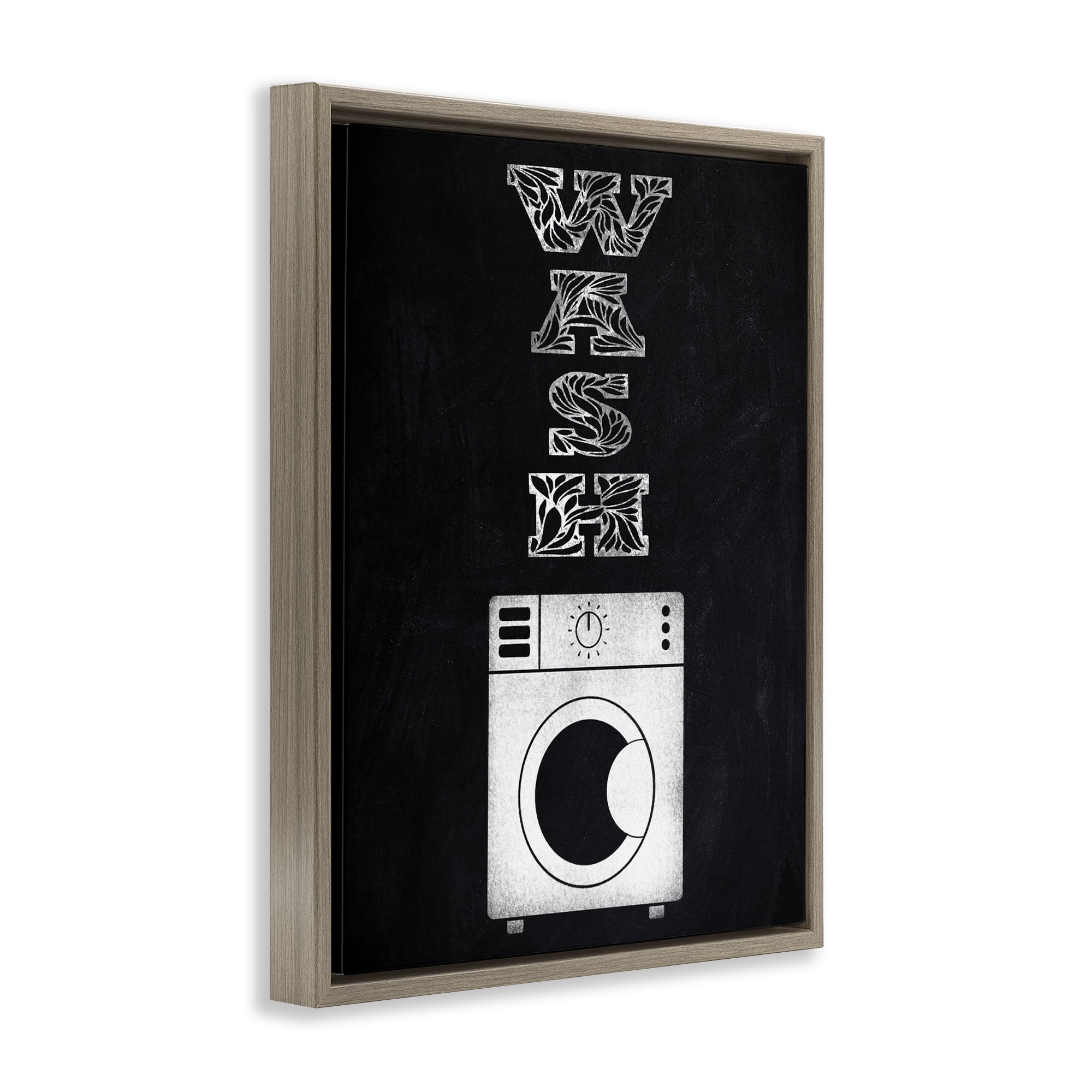 Laundry Wash Ornate Letters Brown Framed Floater Canvas Wall Art, design by Marcus Prime
