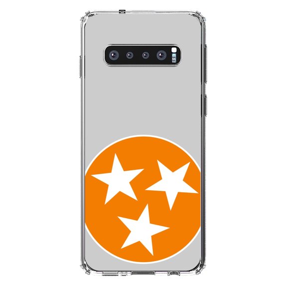 DistinctInk Clear Shockproof Hybrid Case for Samsung Galaxy S10  PLUS(6.4" Screen) - TPU Bumper, Acrylic Back, Tempered Glass Screen Protector - Grey Orange Tennessee Flag - US State Flag