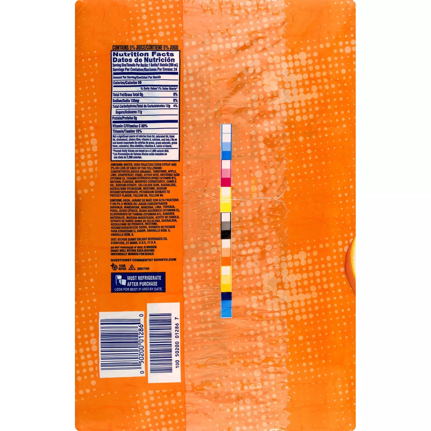 SUNNYD Tangy Original Orange Juice Drink, 24 Count, 6.75 FL OZ Bottles