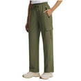 thumbnail image 2 of HUJlwoi Womens Hiking Pants Quick Dry Lightweight Elastic Waist Cargo Pants Zipper Pockets Travel Golf Stretchy Trousers, 2 of 7